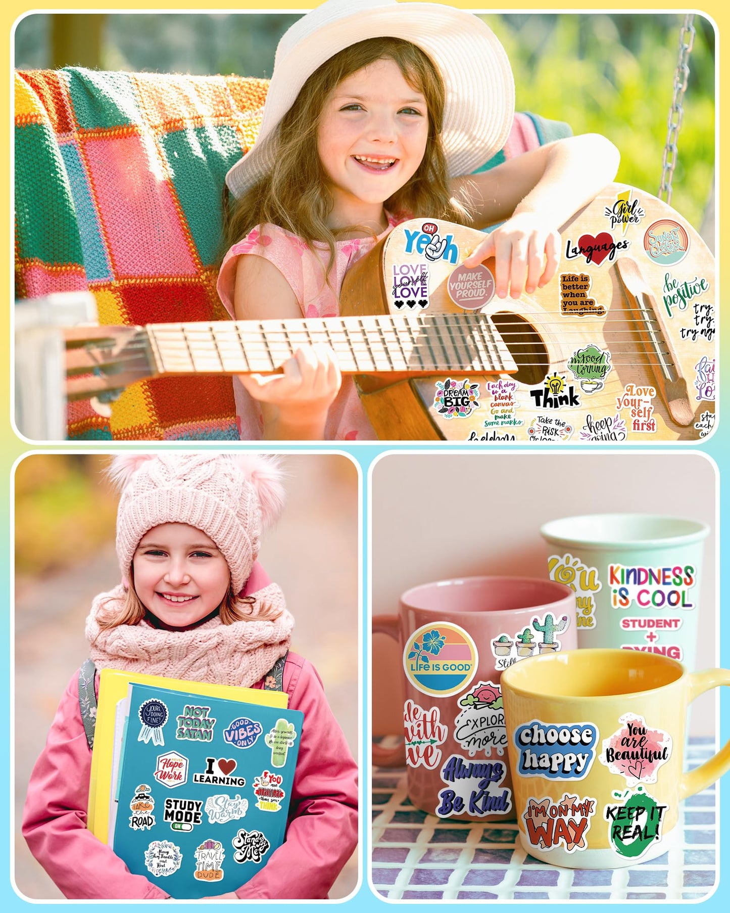 pcnearty 300 Pcs Cute Kids Stickers – Waterproof Vinyl Pack for Bottles & Laptops