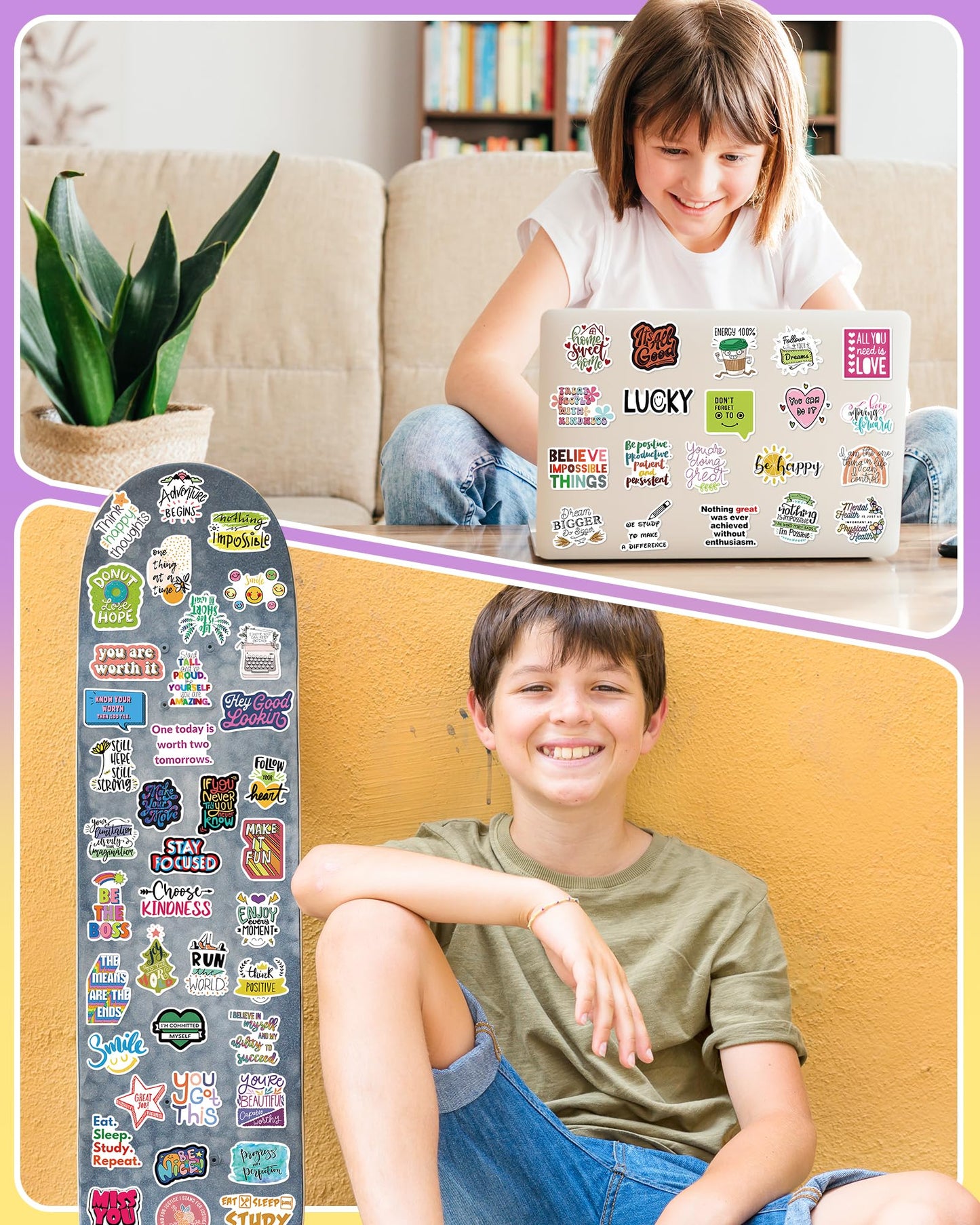 pcnearty 300 Pcs Cute Kids Stickers – Waterproof Vinyl Pack for Bottles & Laptops