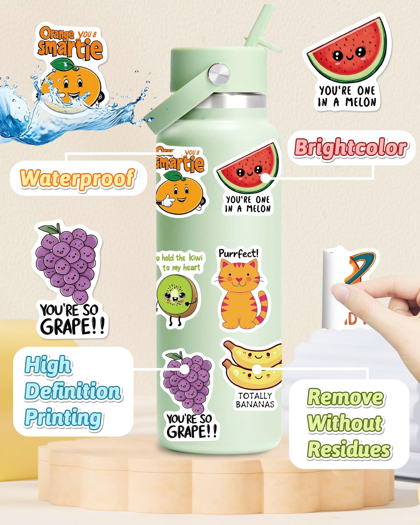 pcnearty 100 Pcs Cute Kids Stickers – Waterproof Vinyl Pack for Water Bottles & Laptops