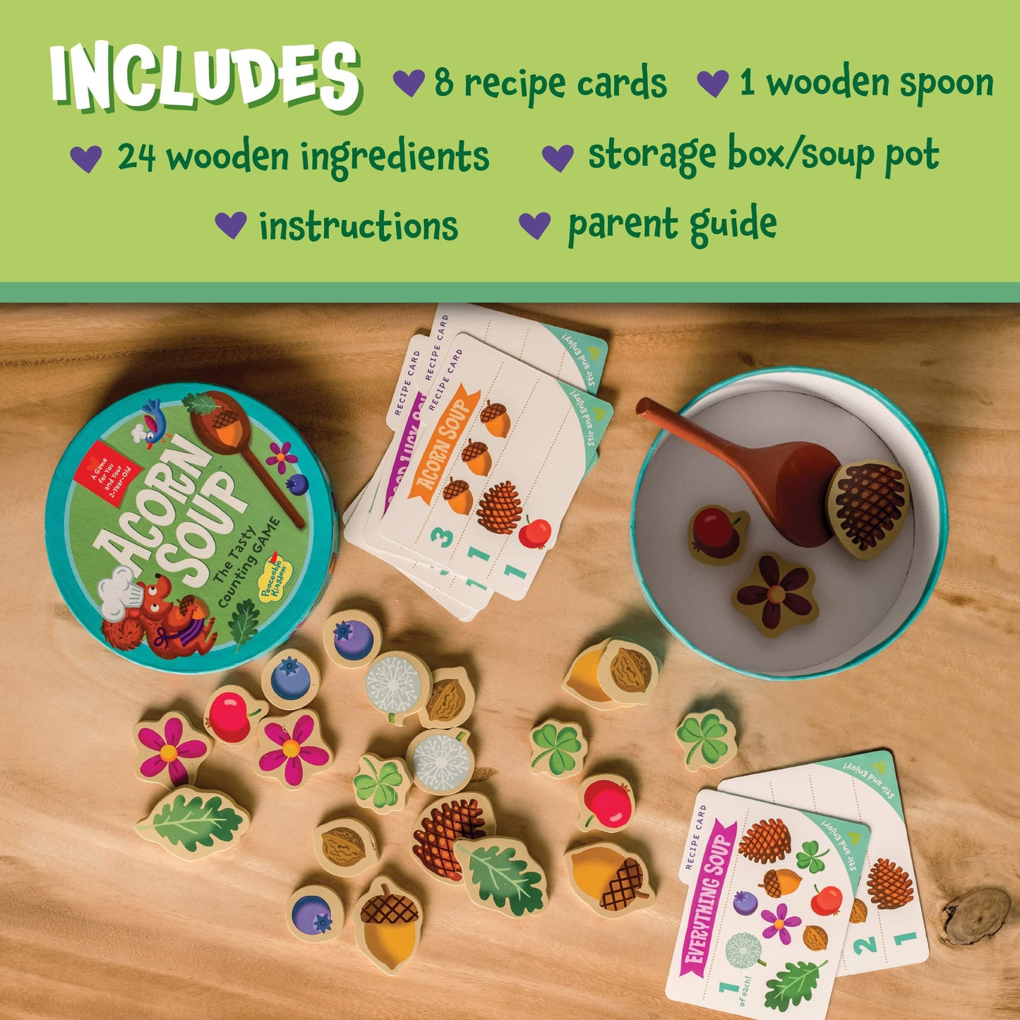 Peaceable Kingdom Acorn Soup Game – Educational Toddler Game with Instructions & Parent Guide | Ages 2+