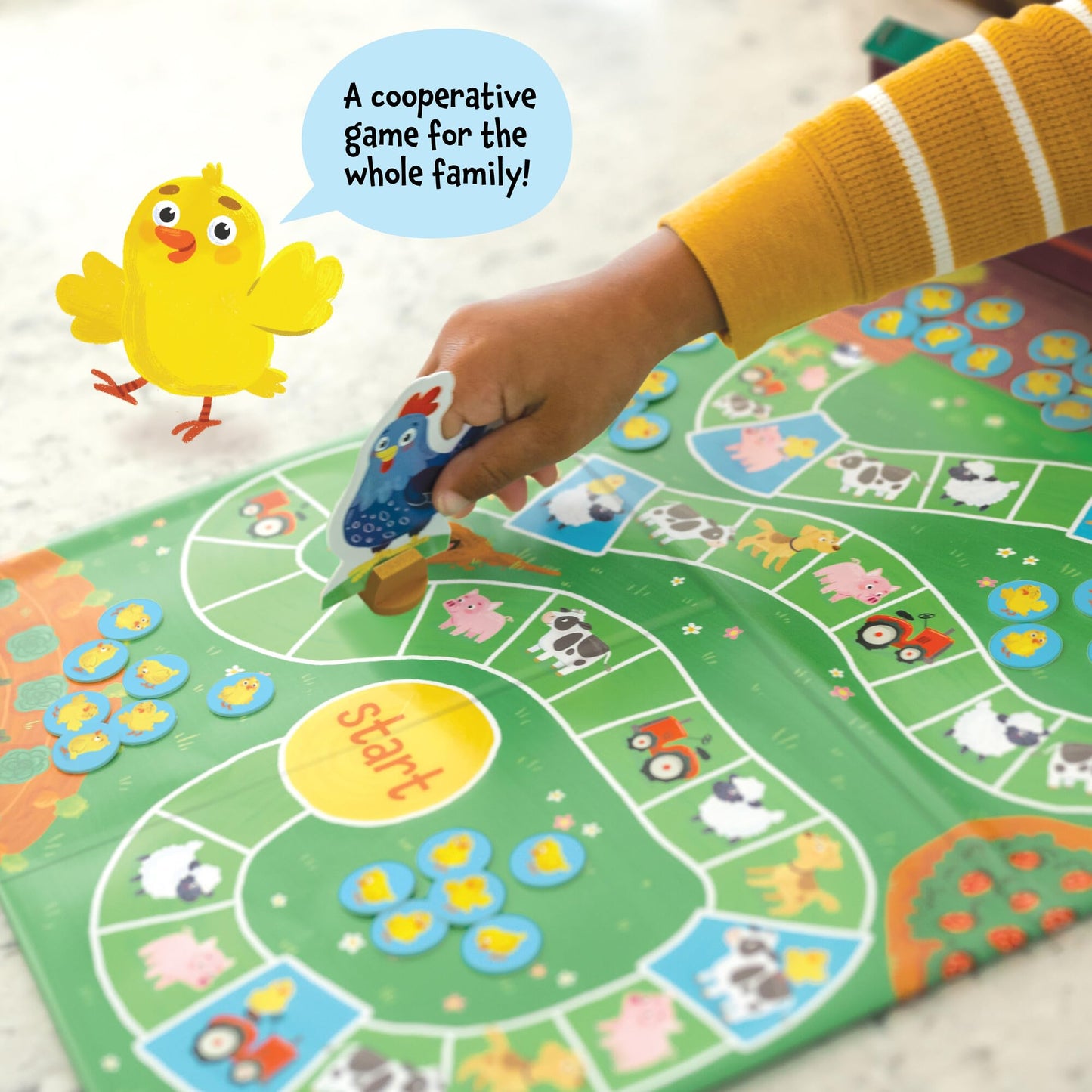 Peaceable Kingdom Count Your Chickens – Cooperative Counting Game for 2-4 Kids (Ages 3+) Premium Play Edition