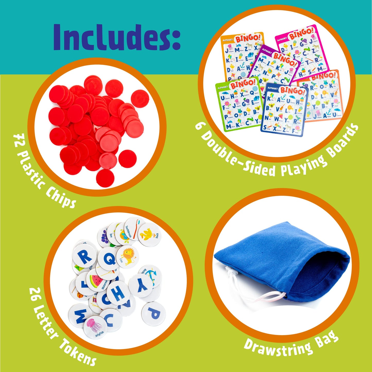 Peaceable Kingdom Alphabet Bingo! – Letter Learning Board Game for 2–6 Players, Ages 4+