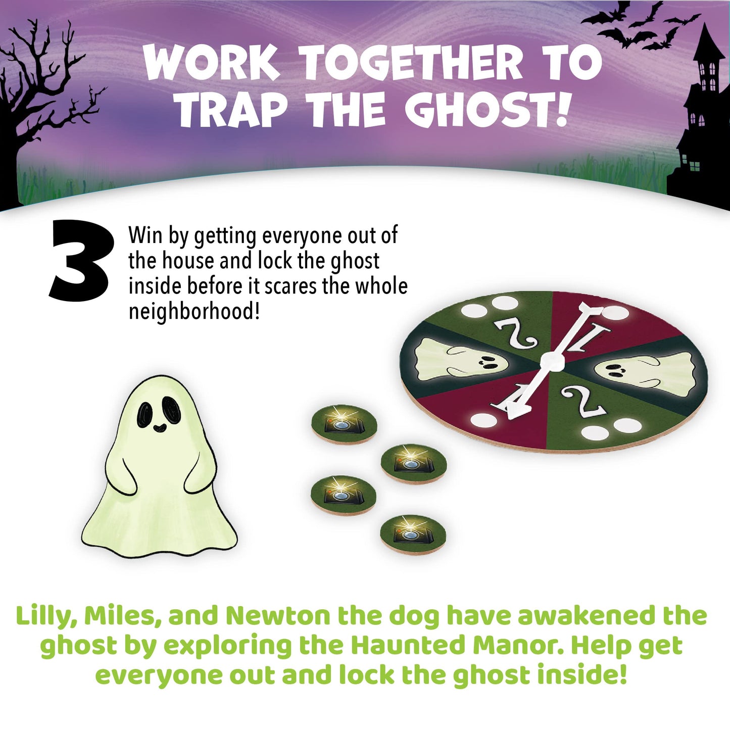 Peaceable Kingdom Ghost in The Attic – Glow-in-the-Dark Cooperative Family Board Game (Ages 5+)