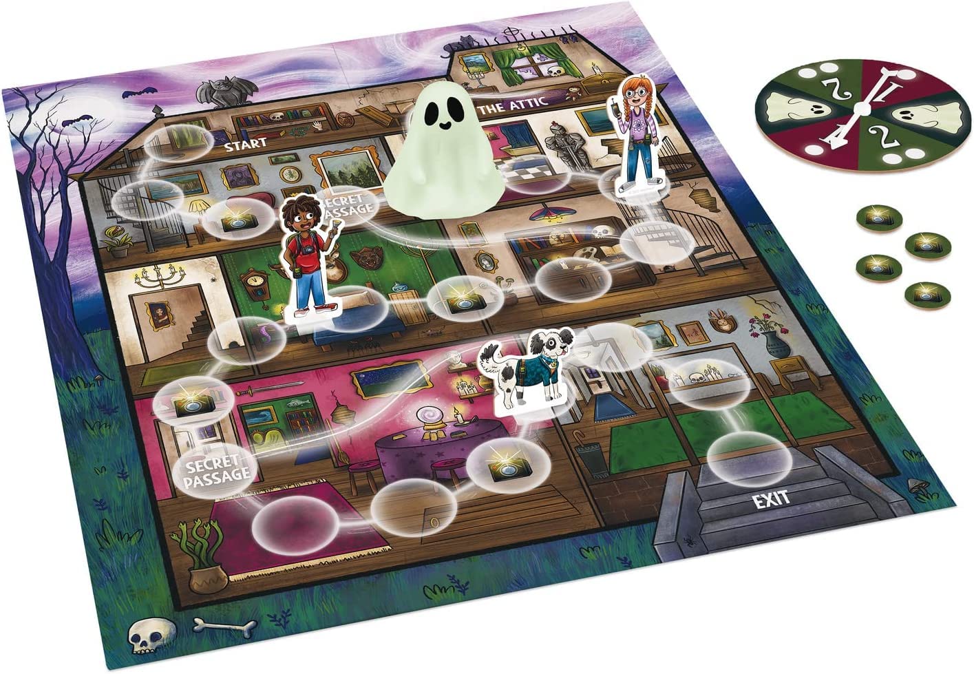 Peaceable Kingdom Ghost in The Attic – Glow-in-the-Dark Cooperative Family Board Game (Ages 5+)