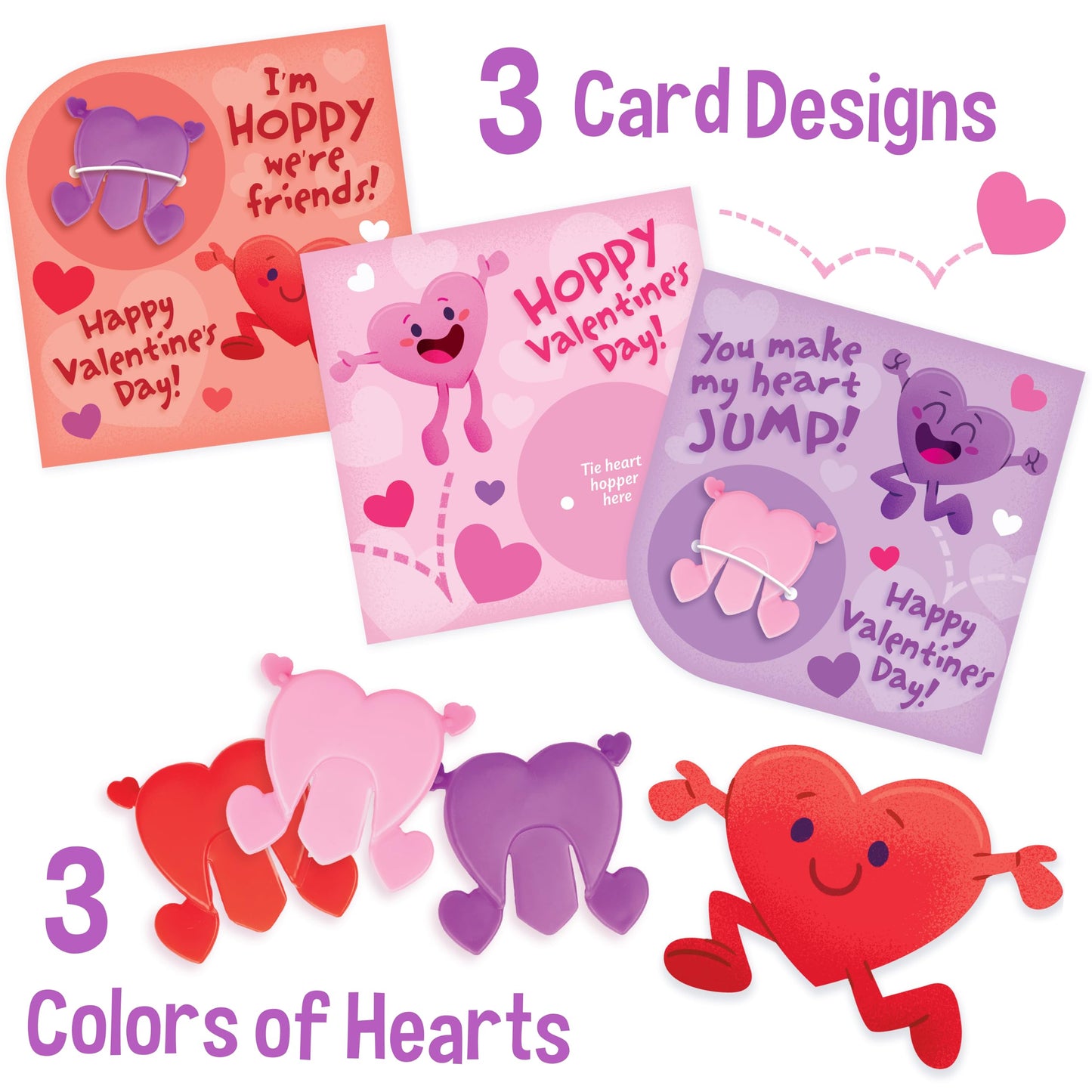 Peaceable Kingdom 28 Hopping Hearts Valentines for Classroom — Kid-Friendly Valentine Cards