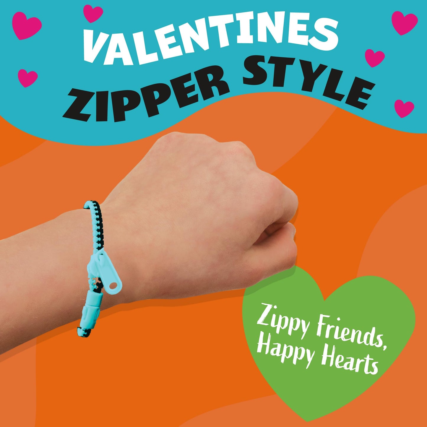 Peaceable Kingdom Valentines Cards for Kids Classroom - Zipper Friendship Bracelets Set of 28