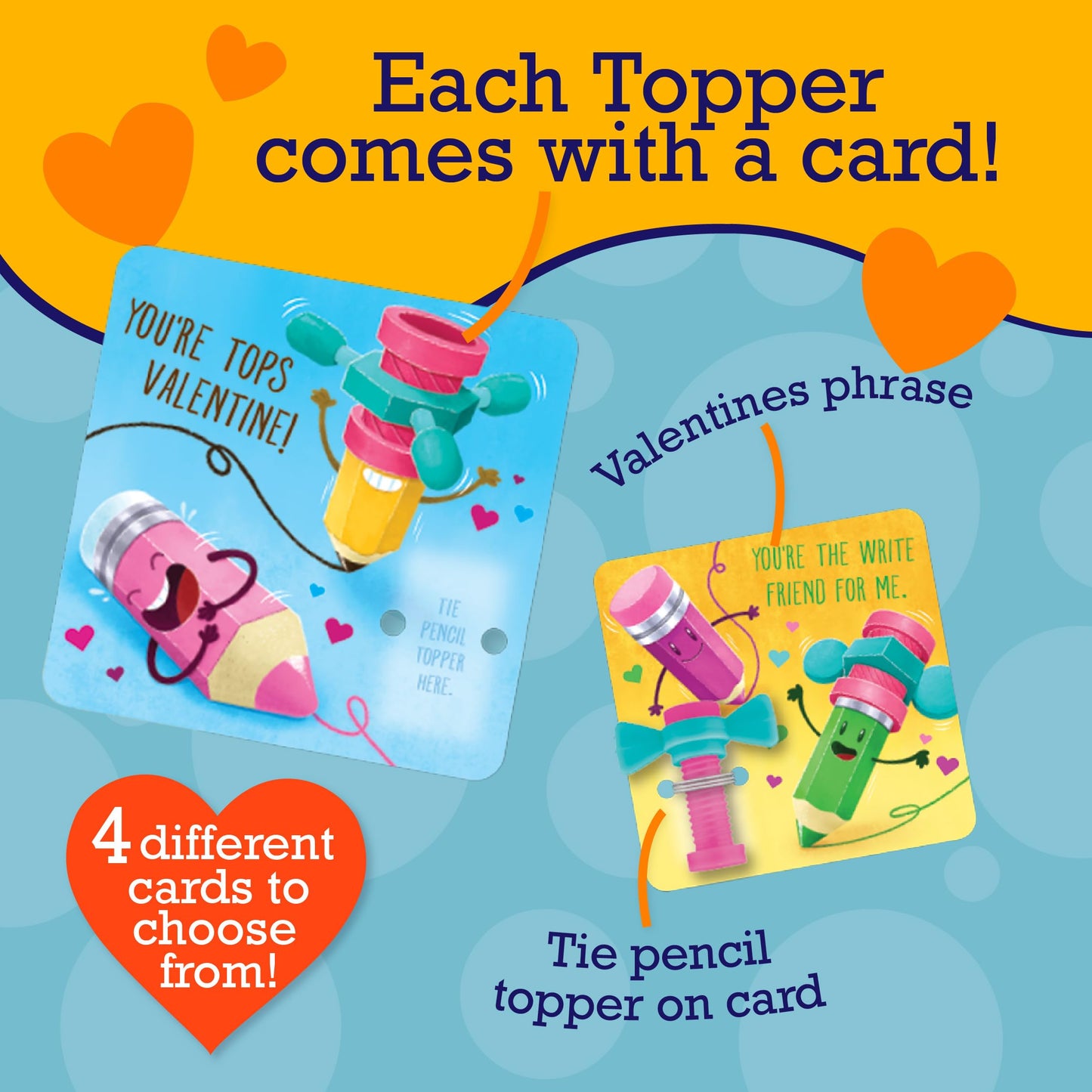 Peaceable Kingdom Valentines Cards for Kids Classroom – 28 Fidget Spinner Pencil Toppers