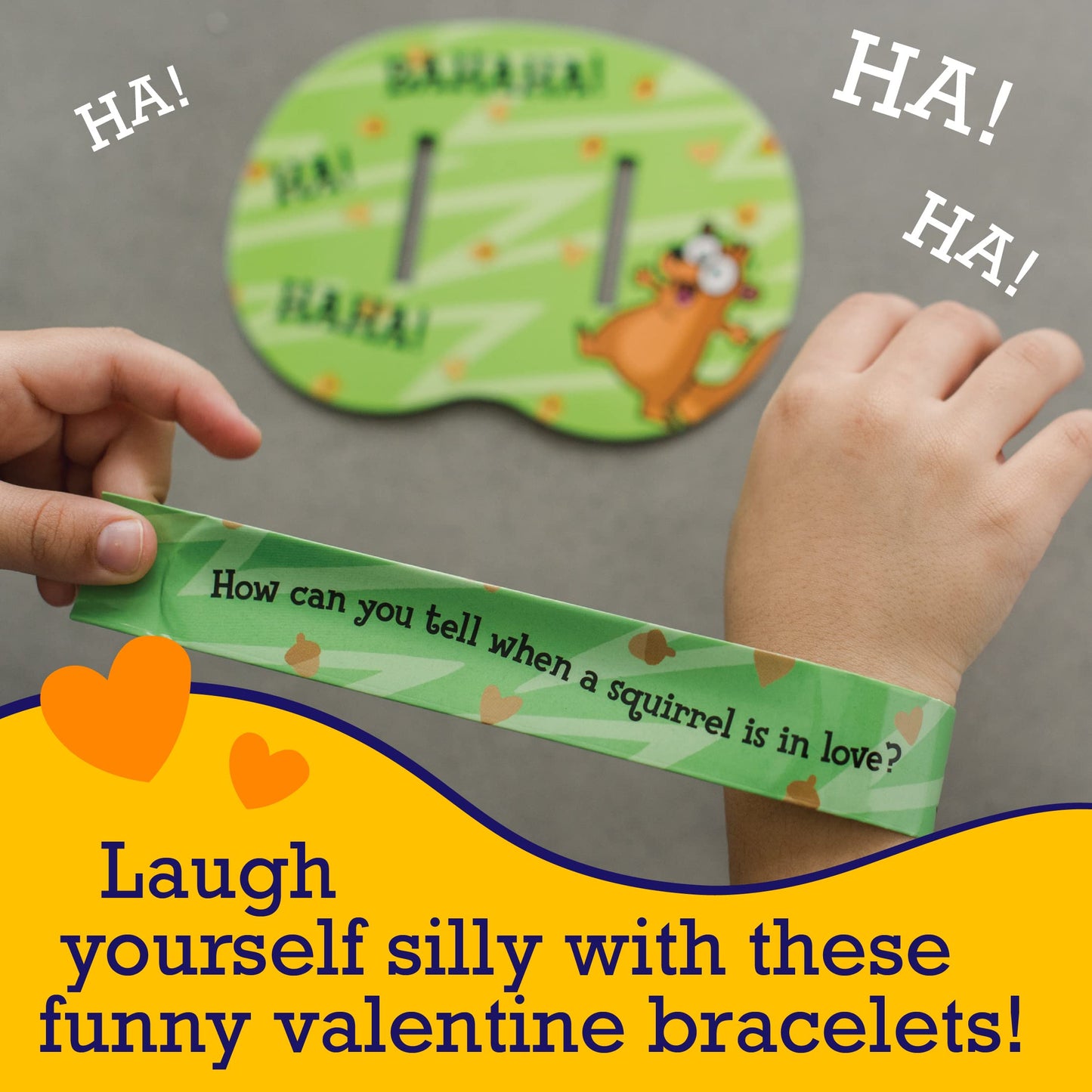 Peaceable Kingdom Valentines Cards for Kids Classroom – 28 Jokes Slap Bracelets
