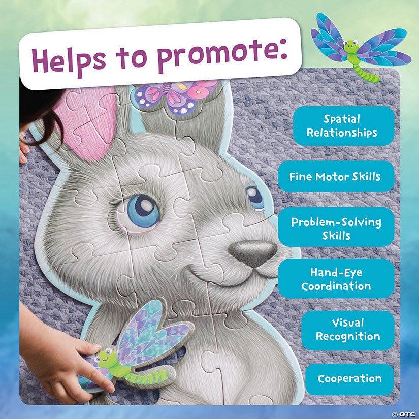 Peaceable Kingdom Shimmery Bunny Floor Puzzle – 41 Pieces, 3 ft x 2 ft, Ages 3+