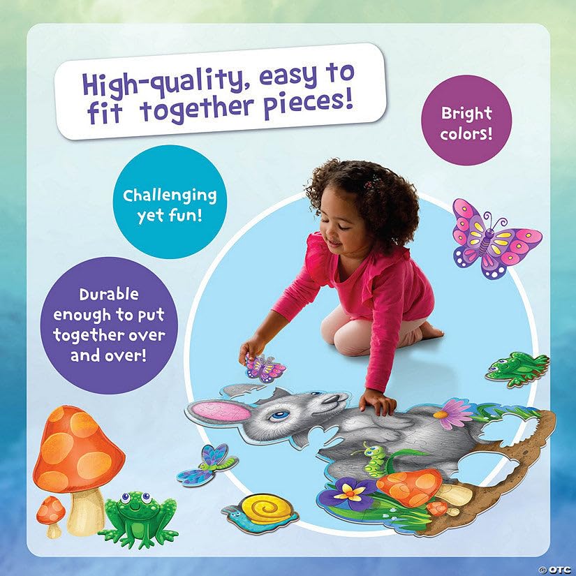 Peaceable Kingdom Shimmery Bunny Floor Puzzle – 41 Pieces, 3 ft x 2 ft, Ages 3+