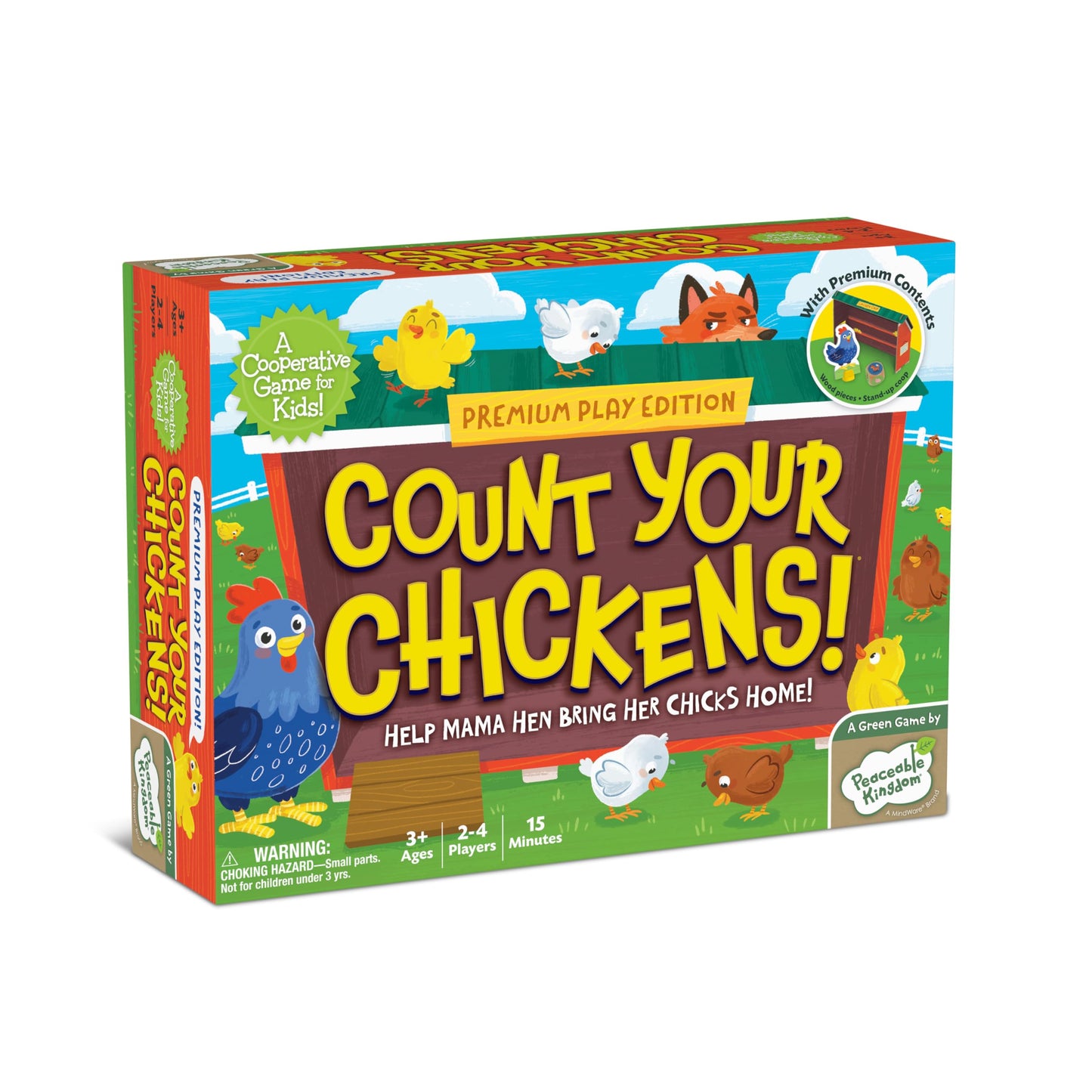 Peaceable Kingdom Count Your Chickens – Cooperative Counting Game for 2-4 Kids (Ages 3+) Premium Play Edition