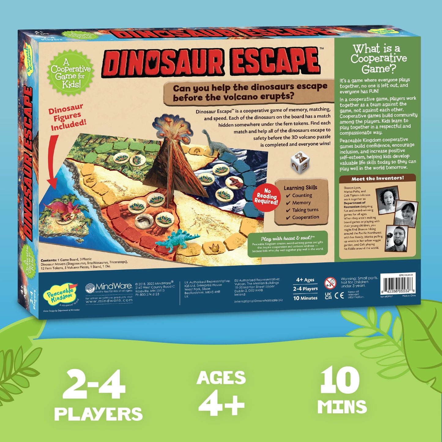 Peaceable Kingdom Dinosaur Escape: Cooperative Memory Game for 2–4 Players, Ages 4+