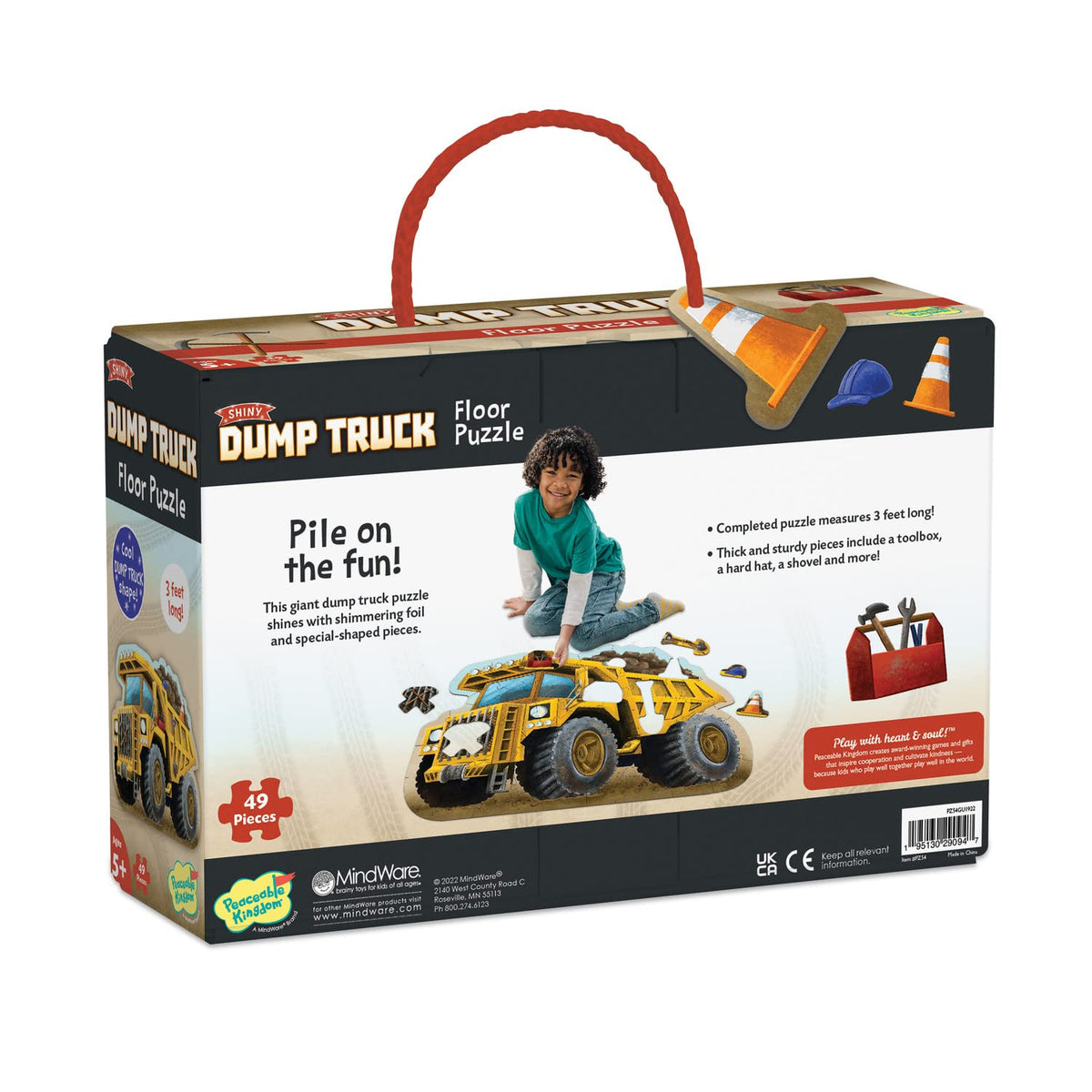 Peaceable Kingdom Giant Floor Puzzle – Dump Truck with Uniquely Shaped Pieces for Kids 3+