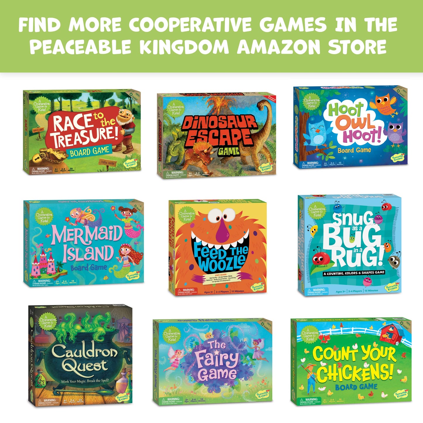 Peaceable Kingdom Feed The Woozle Cooperative Game for 2–5 Kids (Ages 3+)