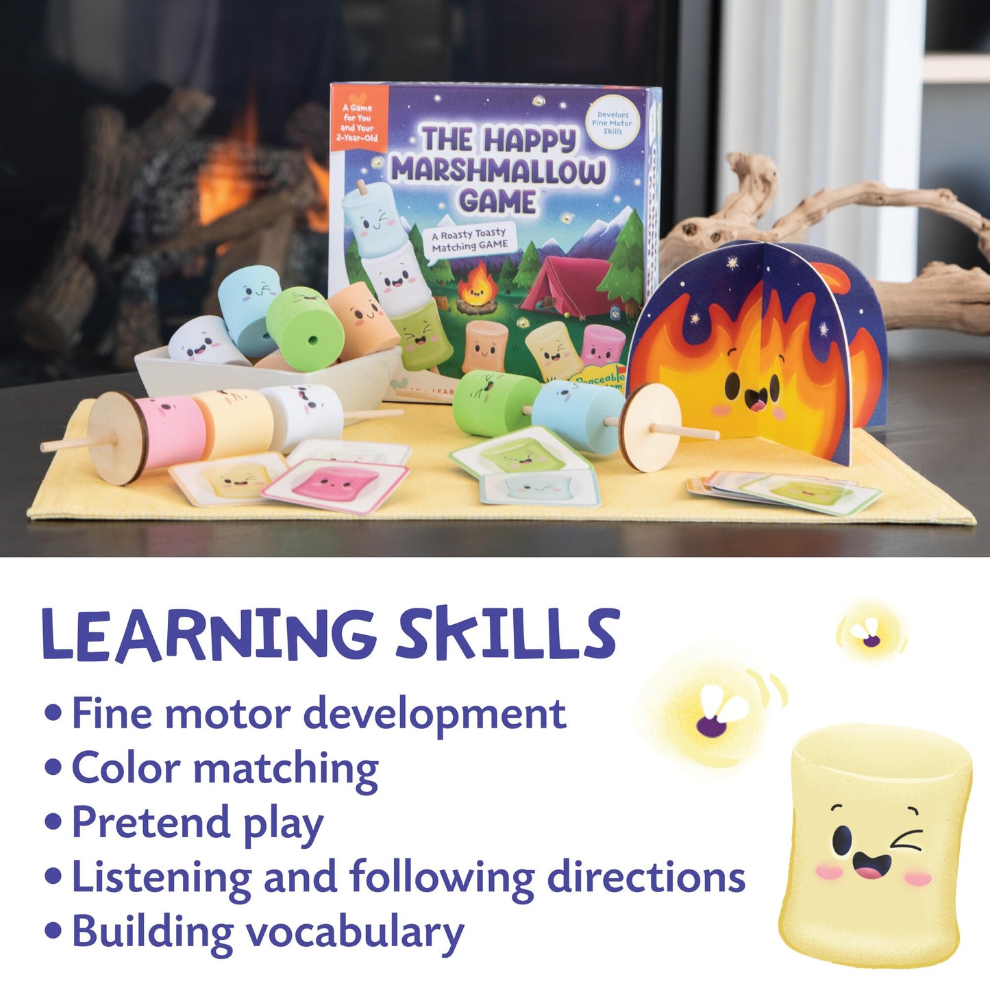 Peaceable Kingdom Happy Marshmallow Toddler Game – Fine Motor Skills & Color Matching for Ages 2+