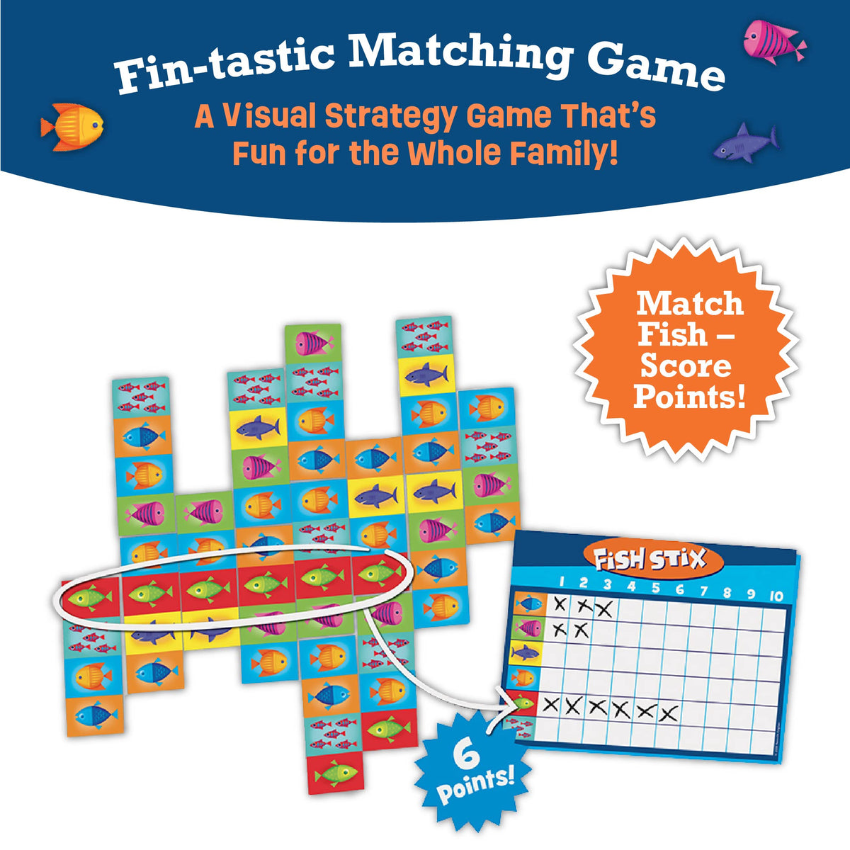 Peaceable Kingdom Fish Stix – Award-Winning Family Board Game for 2-4 Players (Ages 6+)