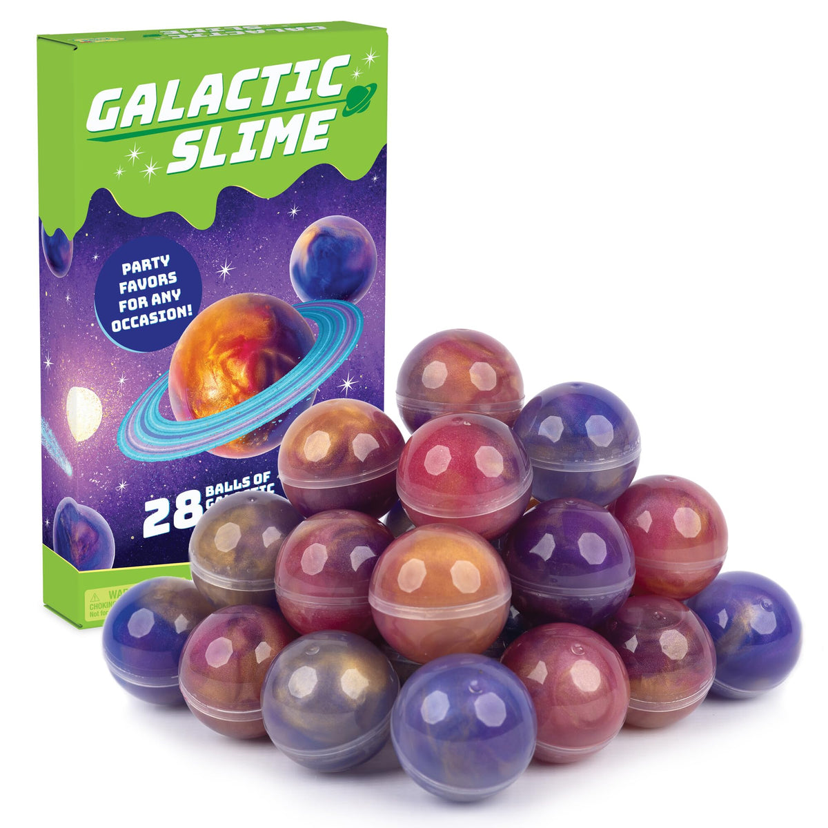 Peaceable Kingdom Galactic Slime Balls – 28 Mess-Free Party Favors for Kids