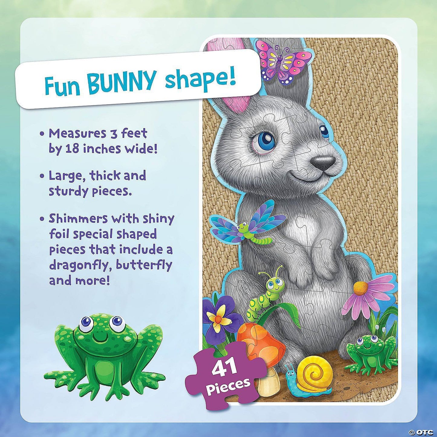 Peaceable Kingdom Shimmery Bunny Floor Puzzle – 41 Pieces, 3 ft x 2 ft, Ages 3+