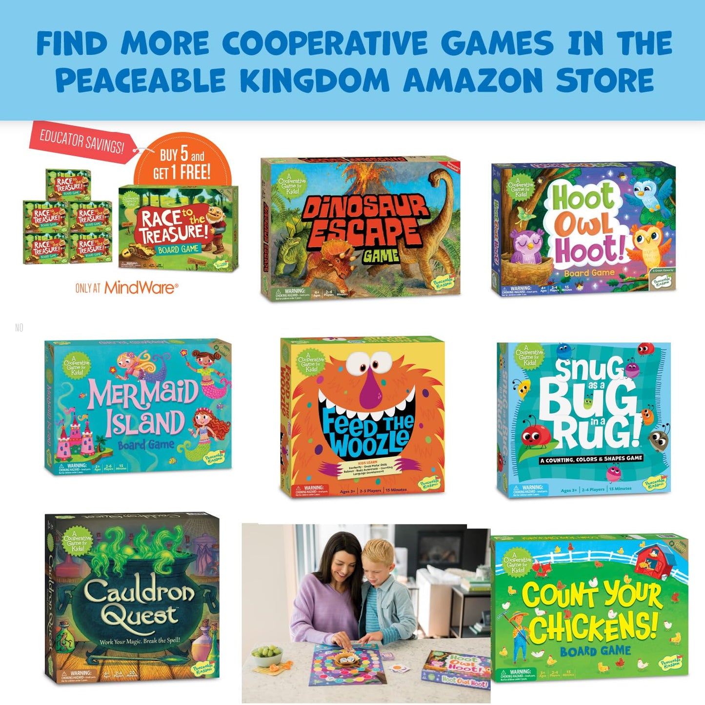 Peaceable Kingdom Hoot Owl Hoot - Cooperative Matching Game for Kids