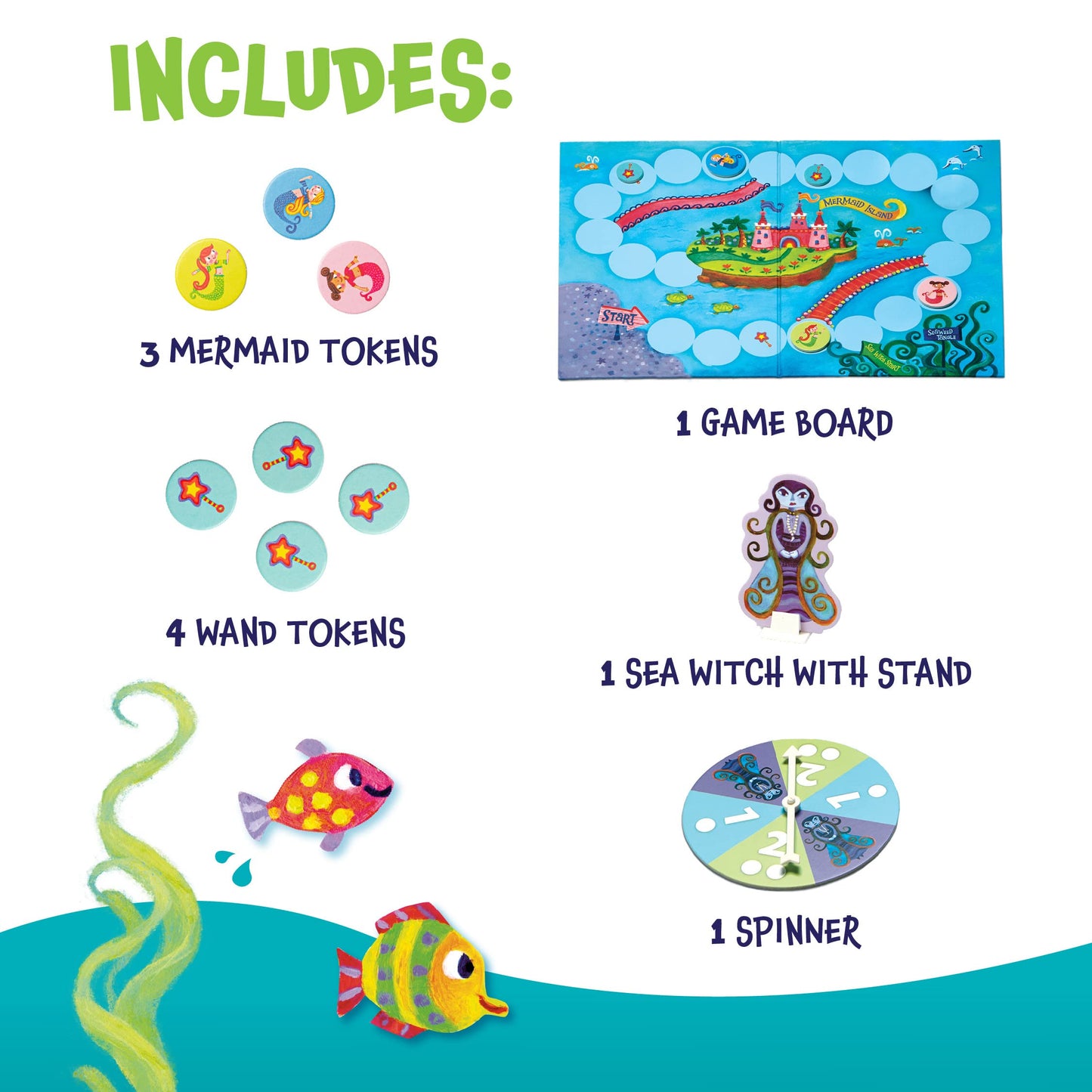 Peaceable Kingdom Mermaid Island — Cooperative Board Game for 2-6 Players, Ages 5+