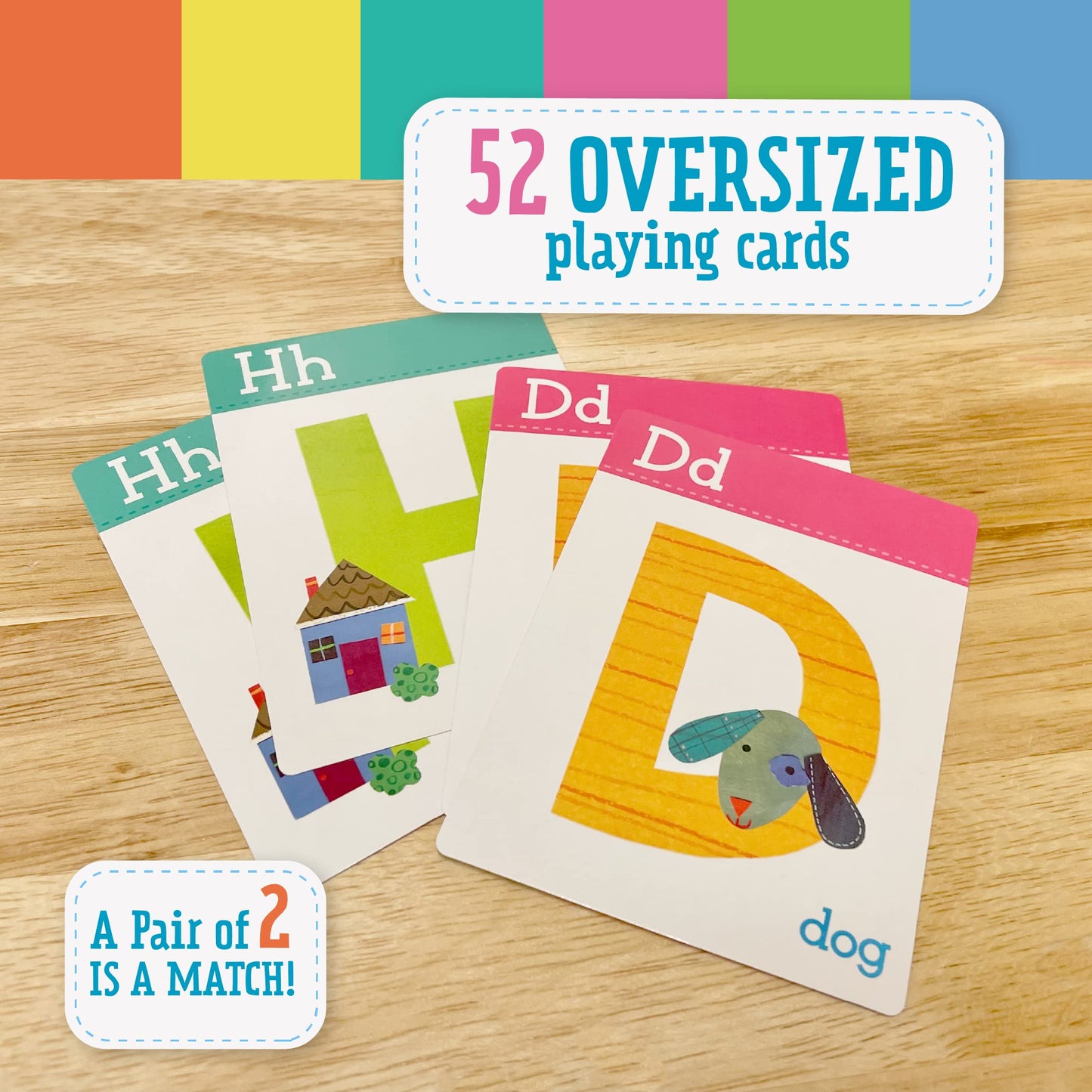 Peaceable Kingdom Alphabet Go Fish Card Game – 52 Oversized Letters for Kids 4+ | 2-6 Players