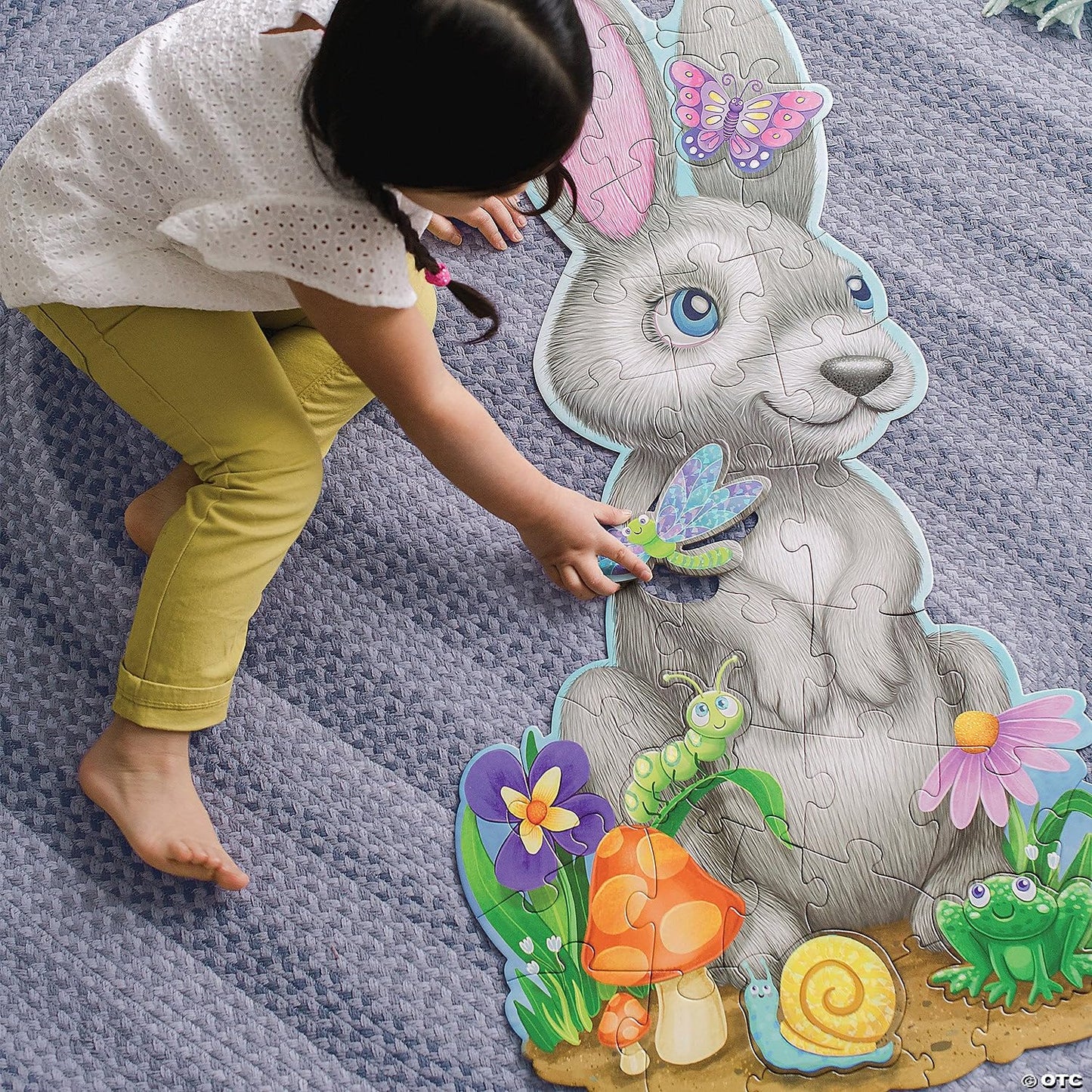 Peaceable Kingdom Shimmery Bunny Floor Puzzle – 41 Pieces, 3 ft x 2 ft, Ages 3+