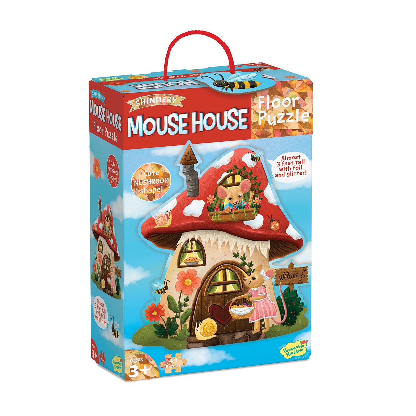 Peaceable Kingdom Giant Floor Puzzle – Mushroom House with Unique Shapes (Ages 3+)