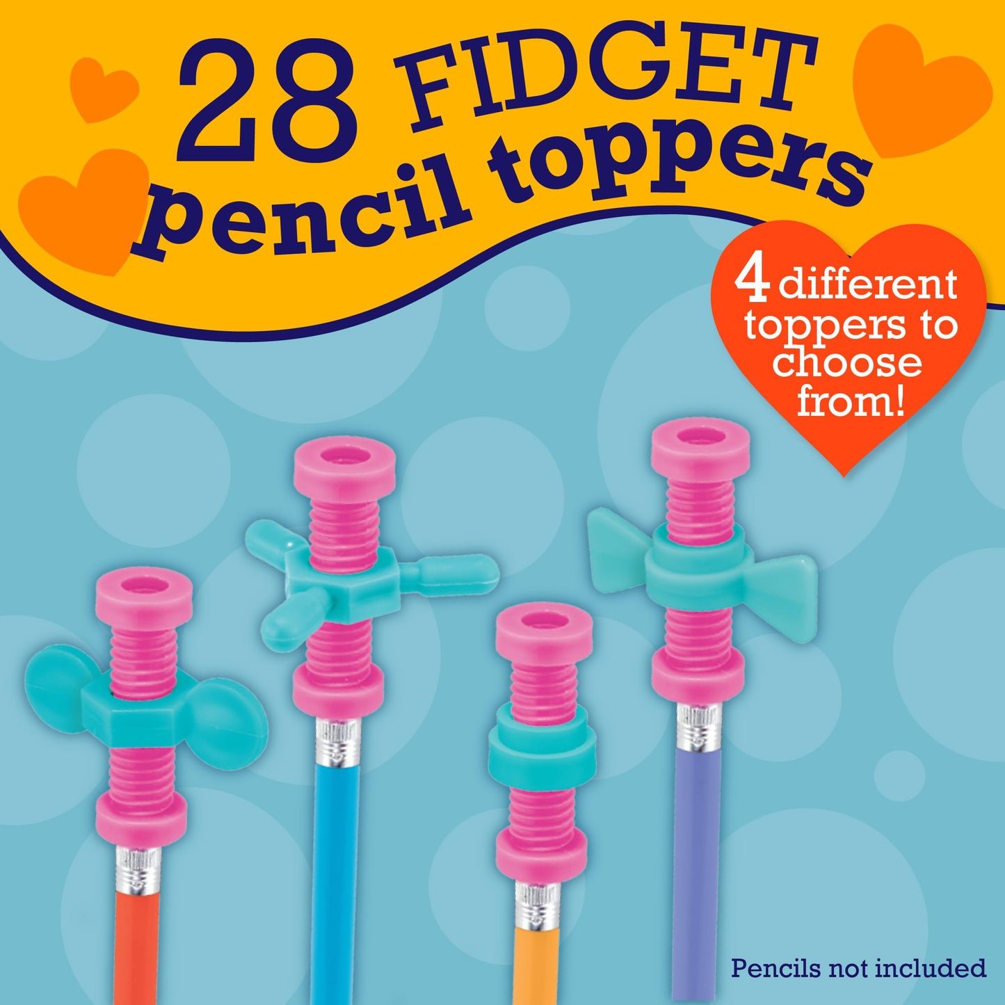 Peaceable Kingdom Valentines Cards for Kids Classroom – 28 Fidget Spinner Pencil Toppers