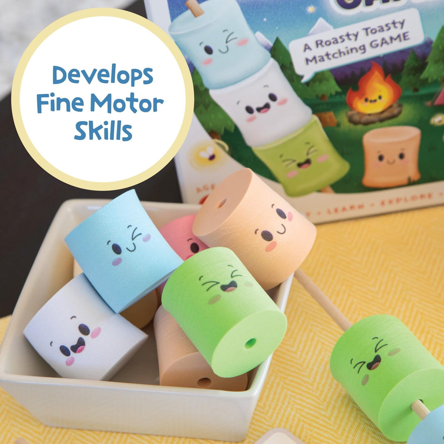 Peaceable Kingdom Happy Marshmallow Toddler Game – Fine Motor Skills & Color Matching for Ages 2+