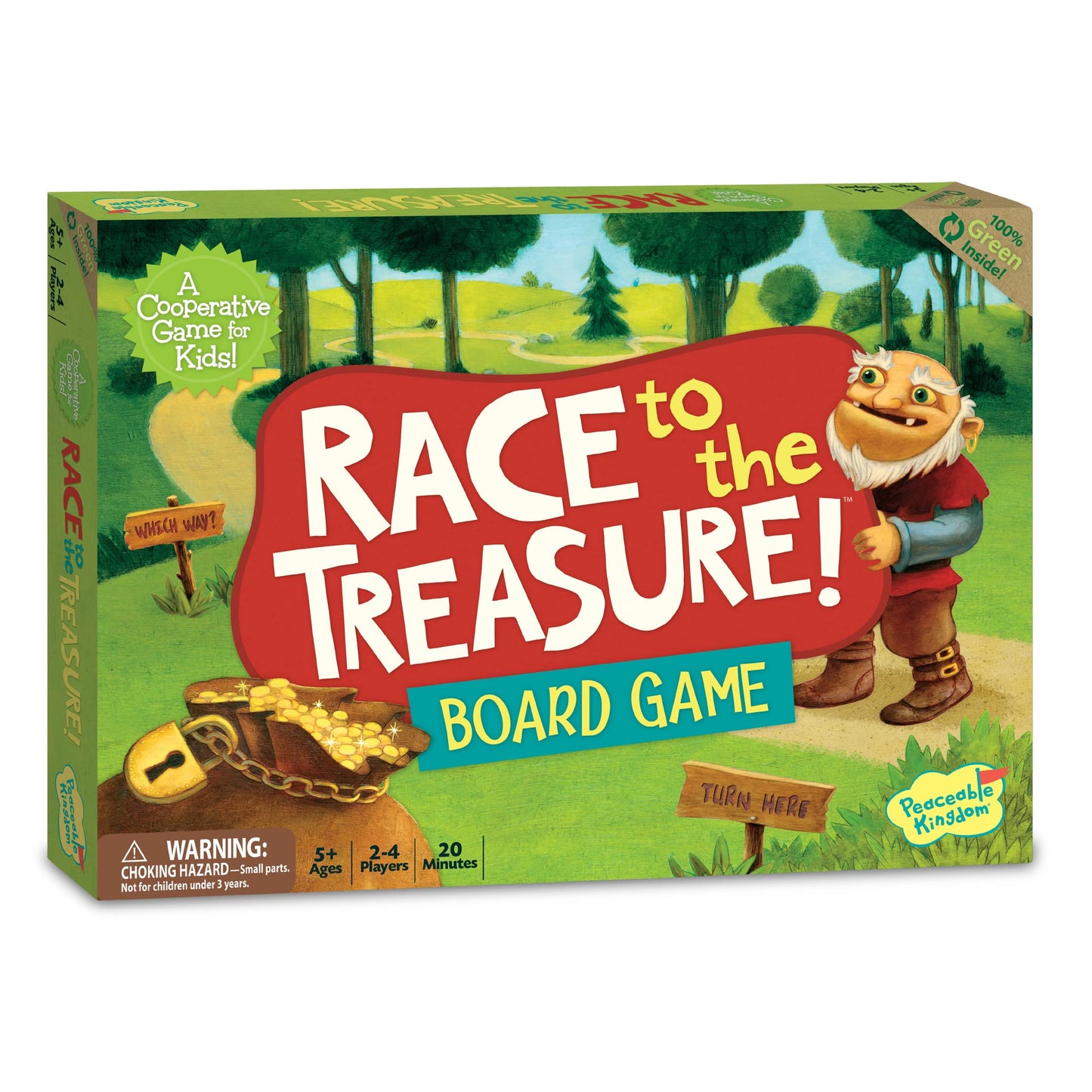 Peaceable Kingdom Race to the Treasure! Cooperative Path-Building Game for 2–4 Players, Ages 5+