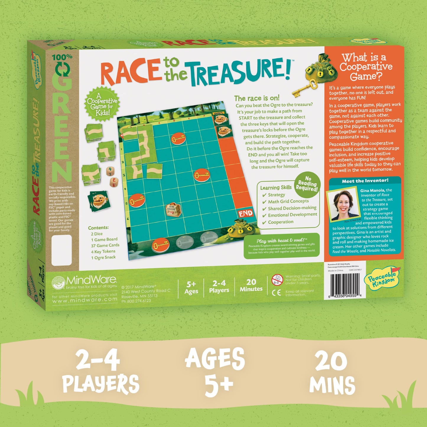 Peaceable Kingdom Race to the Treasure! Cooperative Path-Building Game for 2–4 Players, Ages 5+