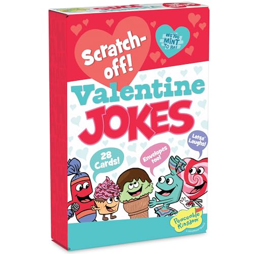 Peaceable Kingdom Valentines Cards for Kids Classroom – Scratch-Off Jokes (28-Pack)