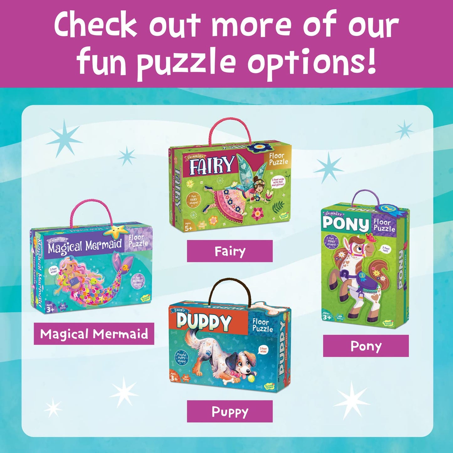Peaceable Kingdom Shimmery Unicorn Floor Puzzle – 39 Large Pieces, Cooperative Play (Ages 3+)