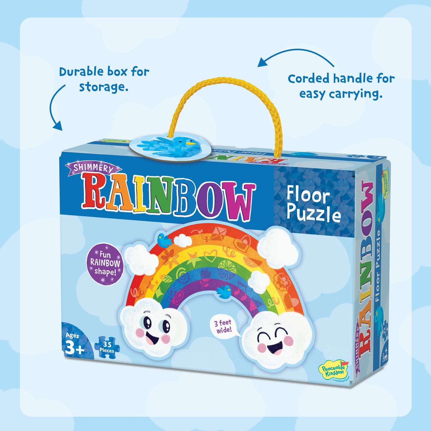 Peaceable Kingdom Shimmery Rainbow Floor Puzzle – 35-Piece Giant Floor Puzzle
