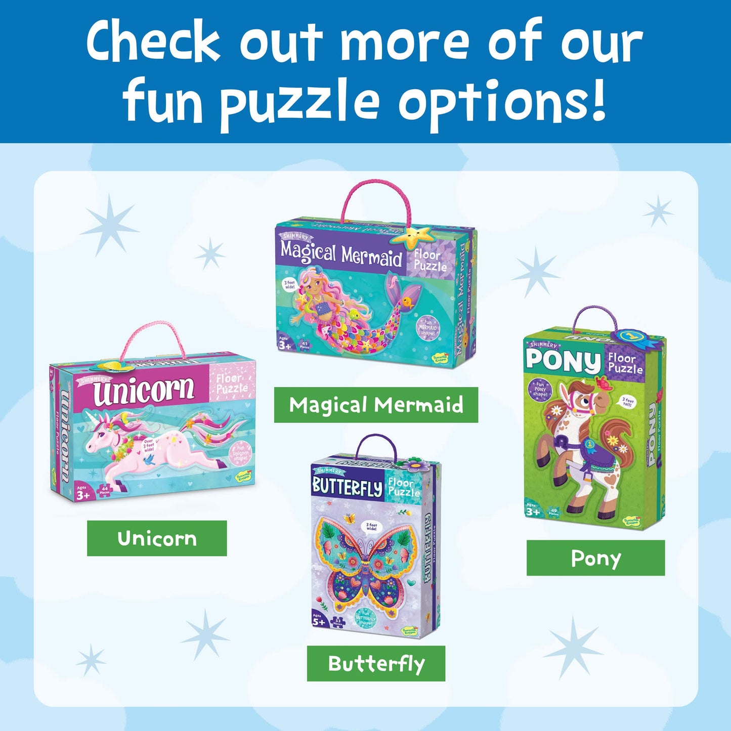 Peaceable Kingdom Shimmery Rainbow Floor Puzzle – 35-Piece Giant Floor Puzzle