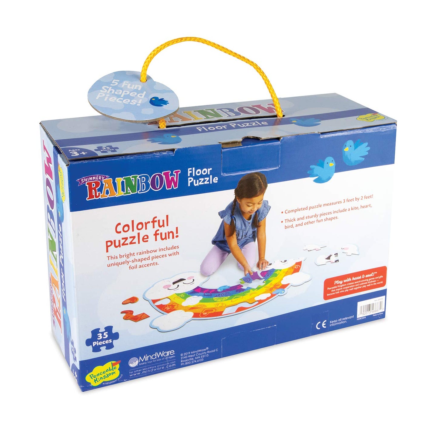 Peaceable Kingdom Shimmery Rainbow Floor Puzzle – 35-Piece Giant Floor Puzzle