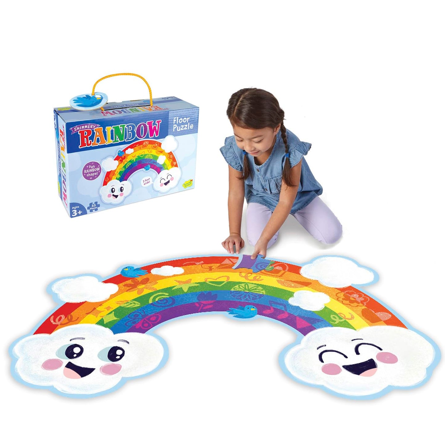 Peaceable Kingdom Shimmery Rainbow Floor Puzzle – 35-Piece Giant Floor Puzzle