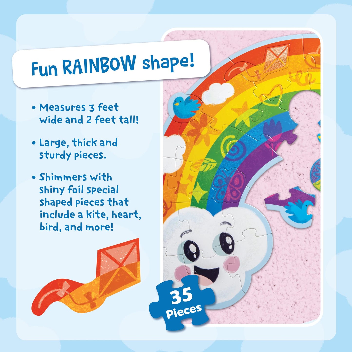 Peaceable Kingdom Shimmery Rainbow Floor Puzzle – 35-Piece Giant Floor Puzzle