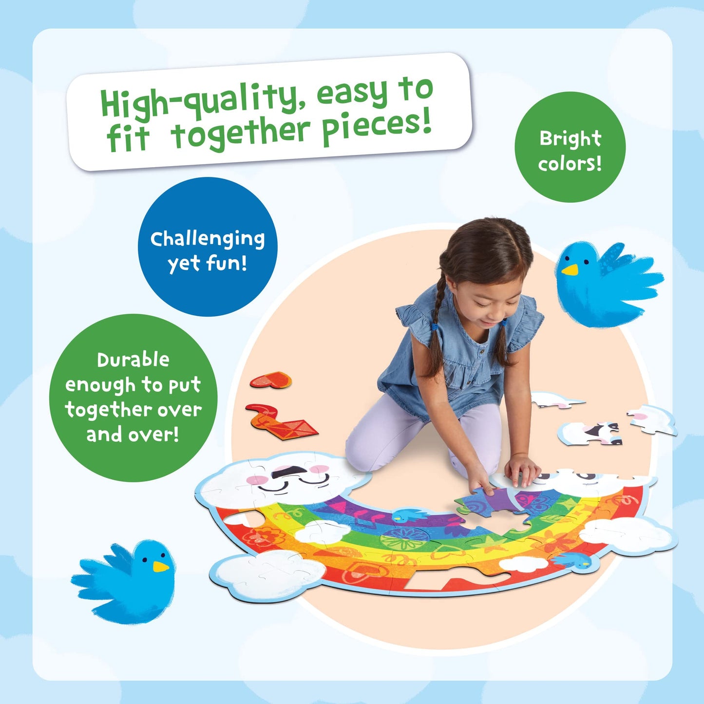 Peaceable Kingdom Shimmery Rainbow Floor Puzzle – 35-Piece Giant Floor Puzzle