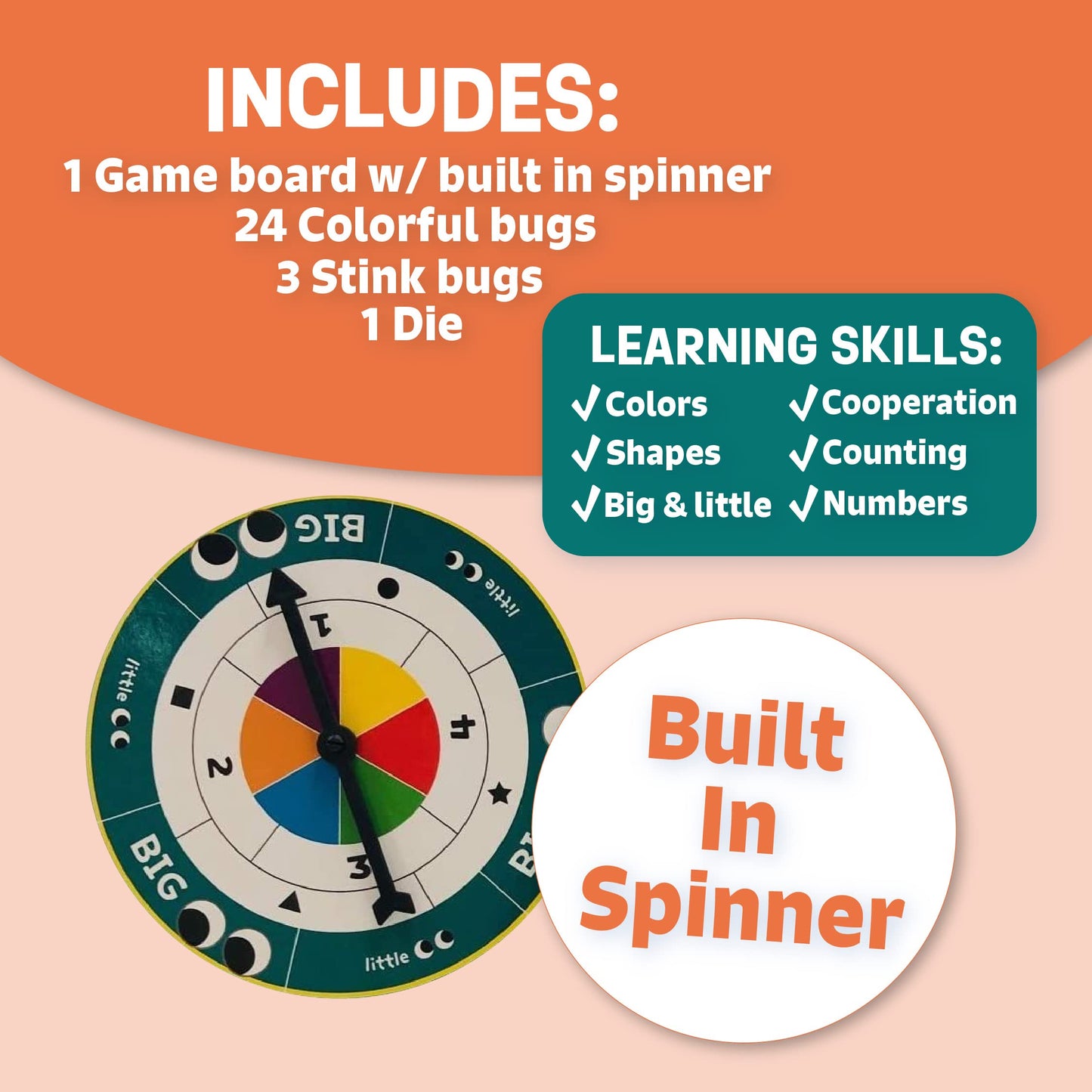 Peaceable Kingdom Snug as a Bug in a Rug — Award-Winning Cooperative Preschool Skills Builder Game for 2 to 4 Players (Ages 3+)