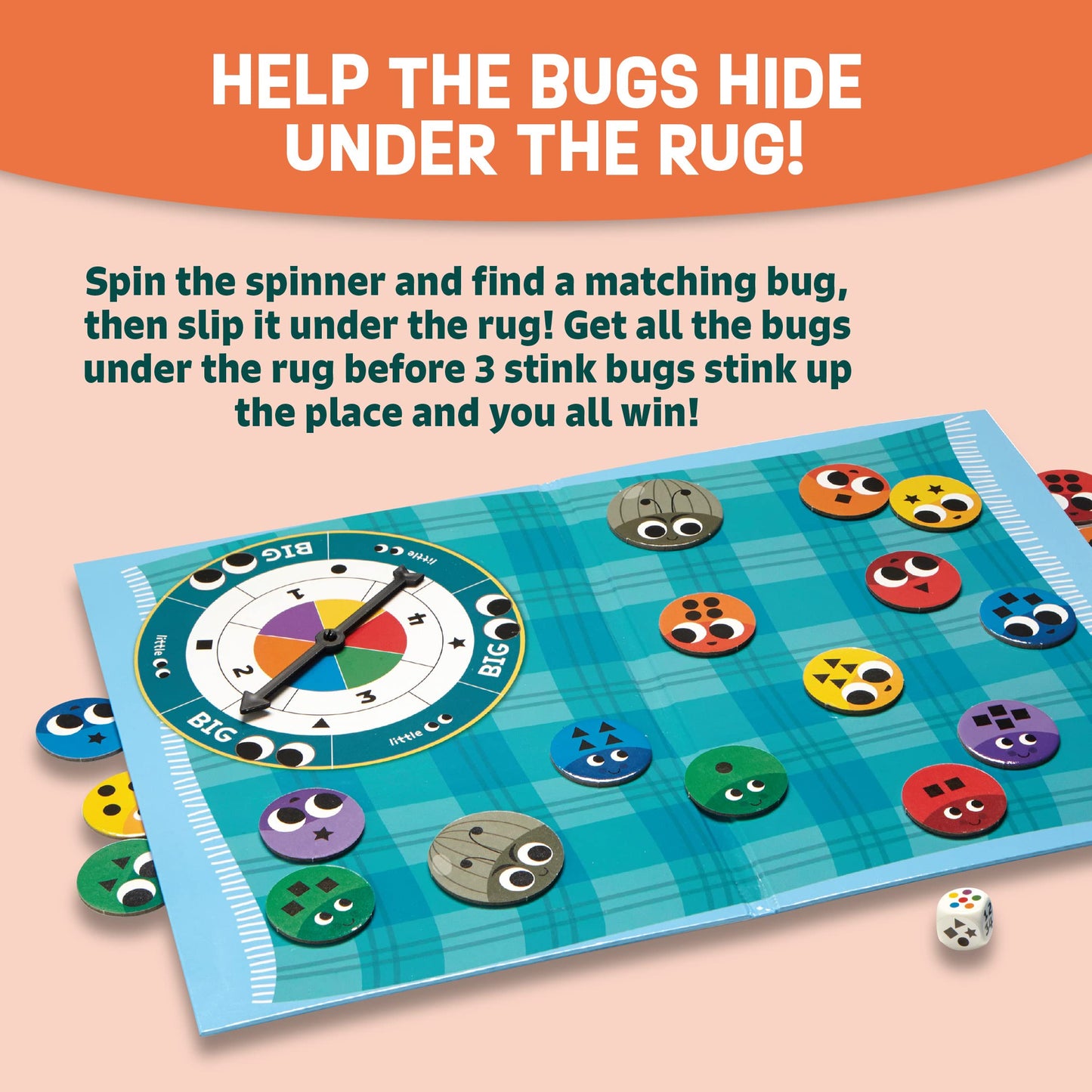 Peaceable Kingdom Snug as a Bug in a Rug — Award-Winning Cooperative Preschool Skills Builder Game for 2 to 4 Players (Ages 3+)