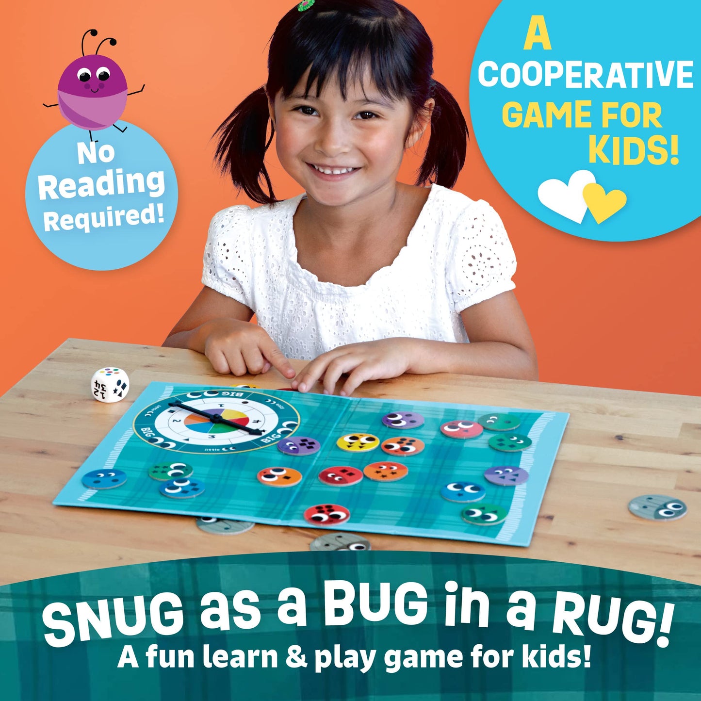 Peaceable Kingdom Snug as a Bug in a Rug — Award-Winning Cooperative Preschool Skills Builder Game for 2 to 4 Players (Ages 3+)