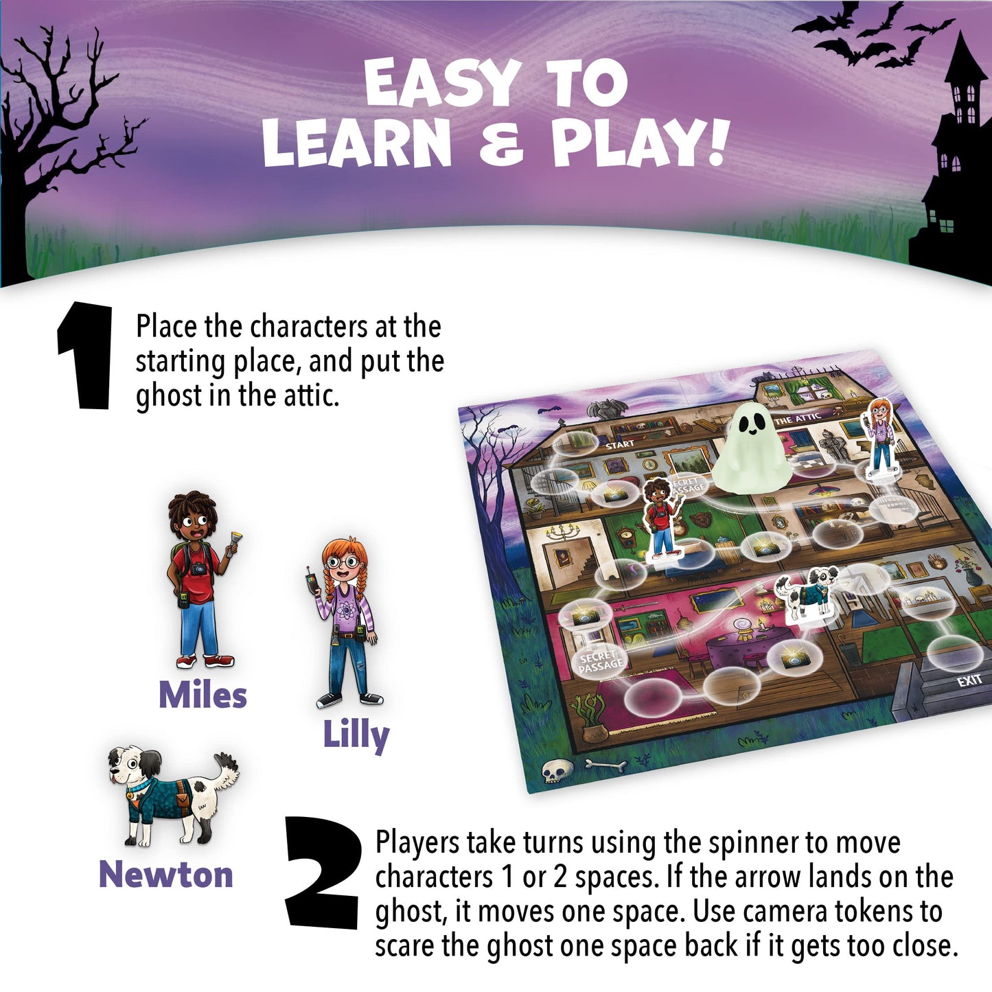Peaceable Kingdom Ghost in The Attic – Glow-in-the-Dark Cooperative Family Board Game (Ages 5+)