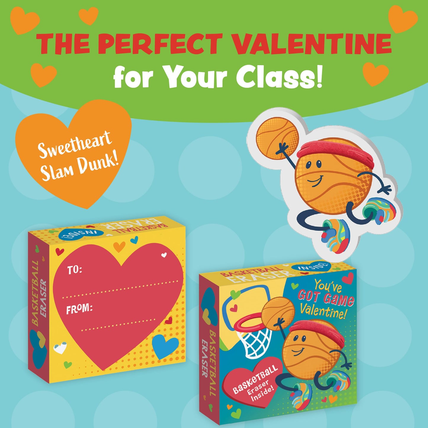 Peaceable Kingdom Valentines Box for Kids — Sports Eraser Valentines Cards for Classroom