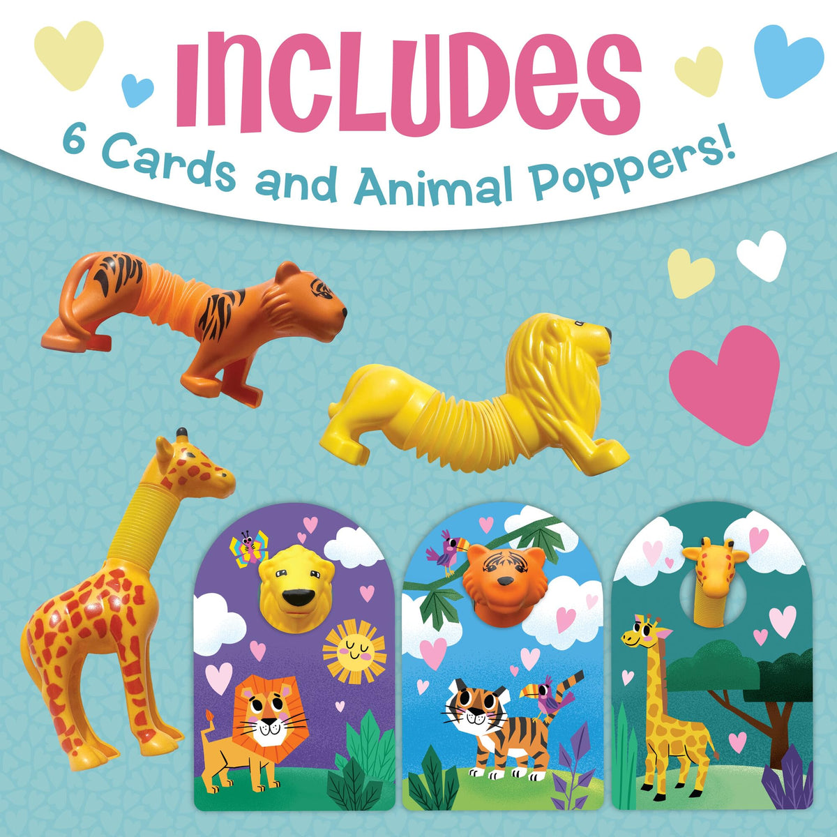 Peaceable Kingdom 6 Animal Valentine Tube Poppers – Classroom Favors