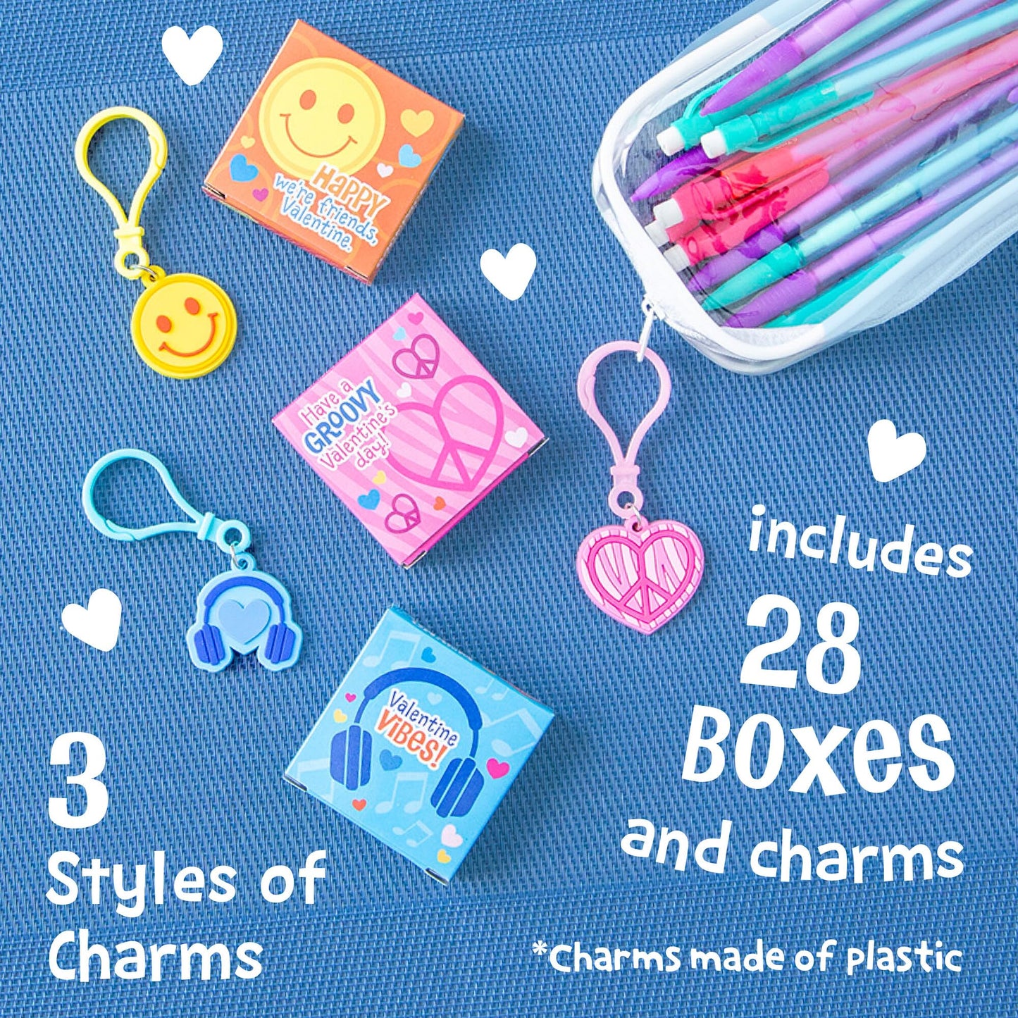 Peaceable Kingdom Valentines Box for Kids – 28 Mini Boxes with Backpack Charms
