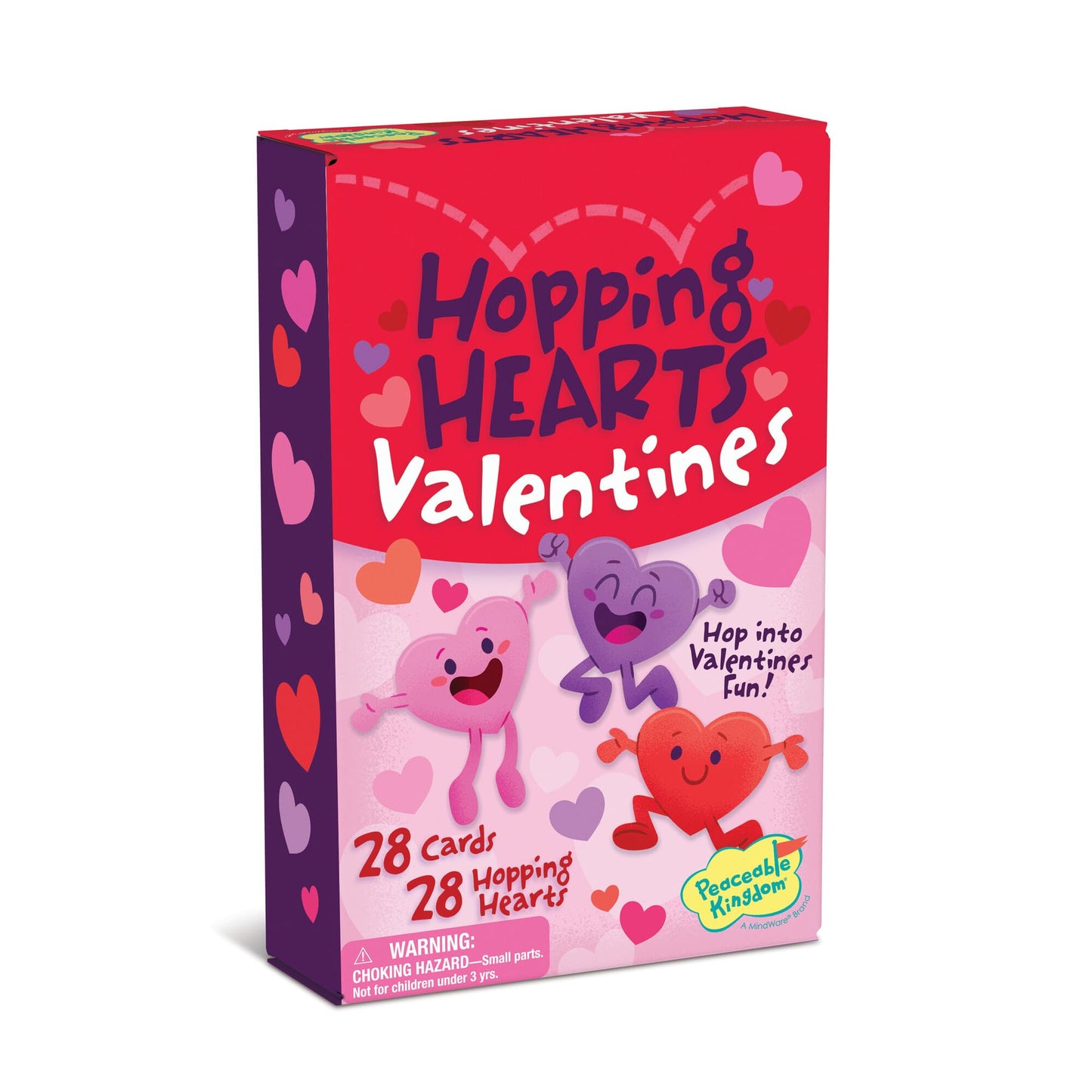Peaceable Kingdom 28 Hopping Hearts Valentines for Classroom — Kid-Friendly Valentine Cards