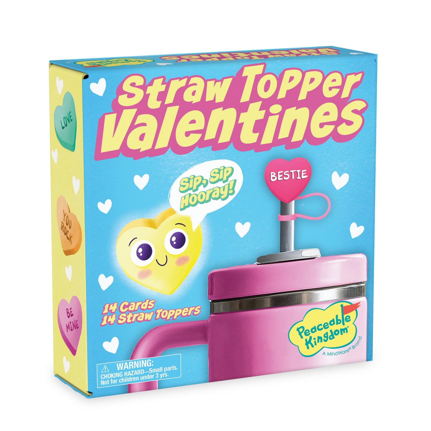 Peaceable Kingdom Valentine's Day Gift for Kids — 28 Cards with Waterproof 2.5-In Stickers and Envelopes