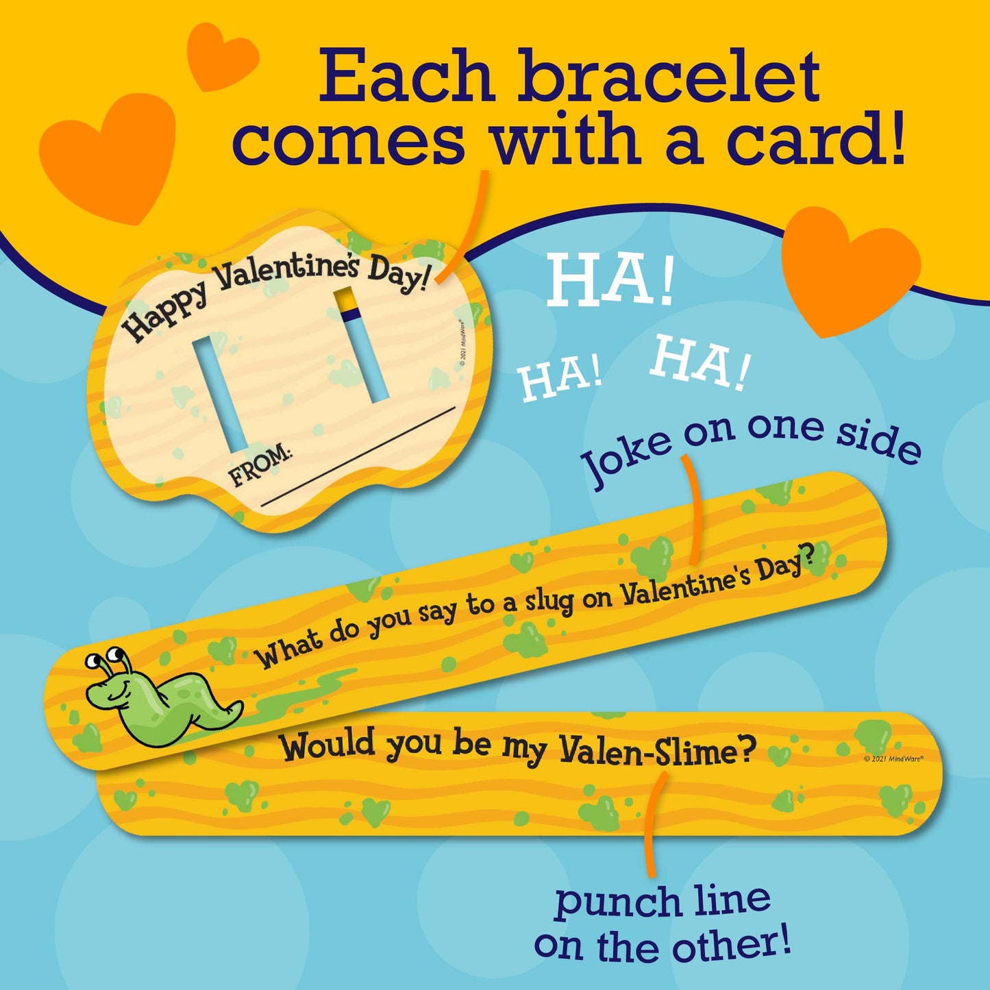 Peaceable Kingdom Valentines Cards for Kids Classroom – 28 Jokes Slap Bracelets