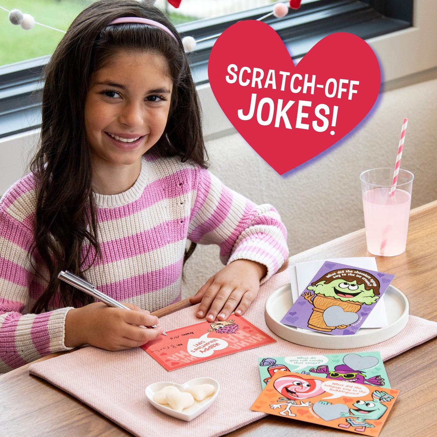 Peaceable Kingdom Valentines Cards for Kids Classroom – Scratch-Off Jokes (28-Pack)